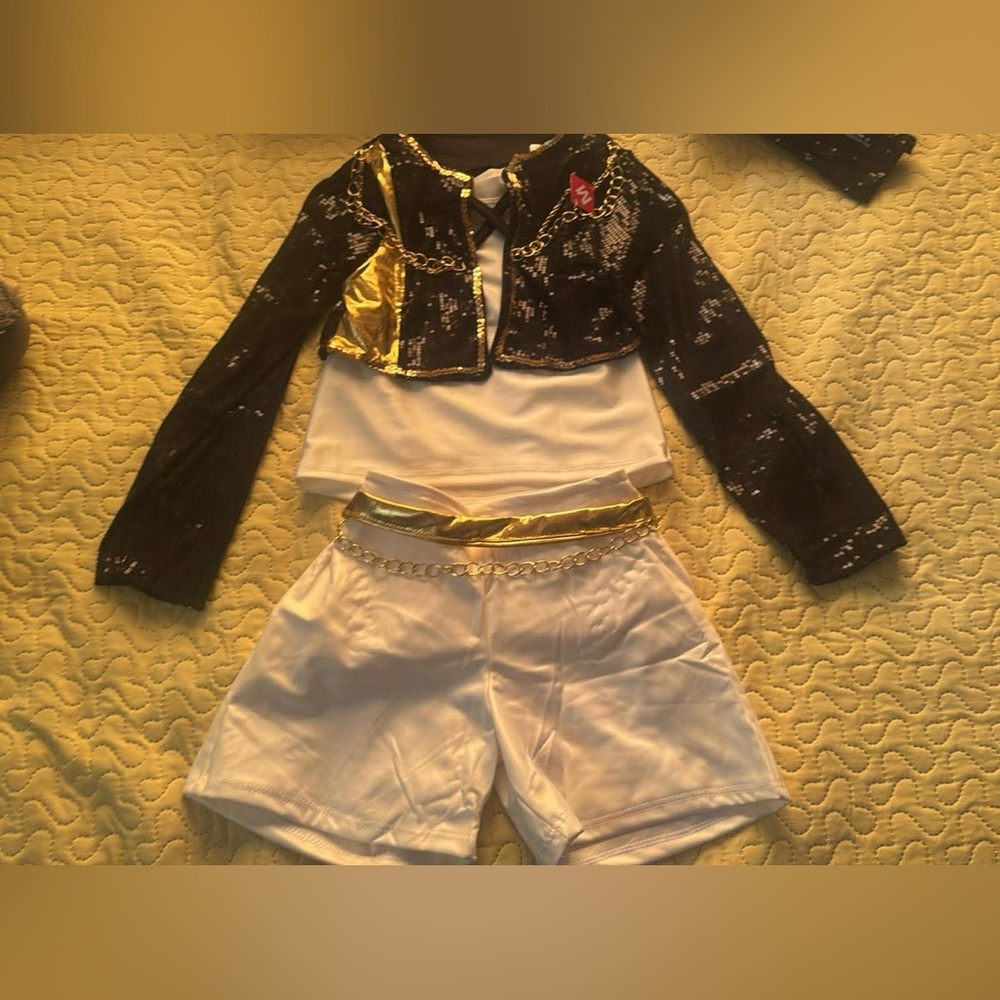 Sparkling Gold and Black Kids Dance Costume